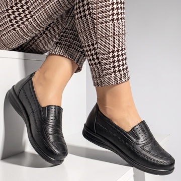 Pantofi casual dama cu siret elastic negri IOANA23, 3, modlet.ro
