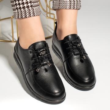Pantofi casual dama cu siret elastic negri MOD11936, 3, modlet.ro