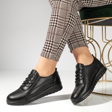 Pantofi casual dama cu siret elastic negri MOD12424, 2, modlet.ro
