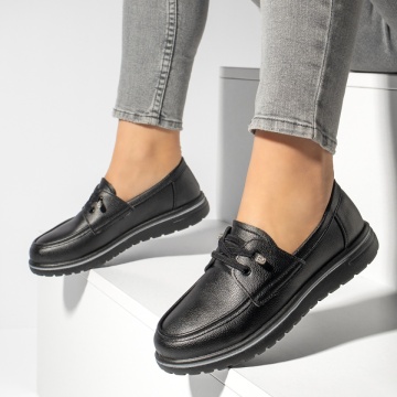 Pantofi casual dama cu siret elastic negri MOD13161, 1, modlet.ro