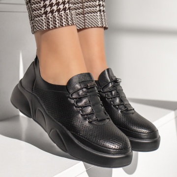 Pantofi casual dama cu siret elastic negri ZEF13365, 4, zeforia.ro