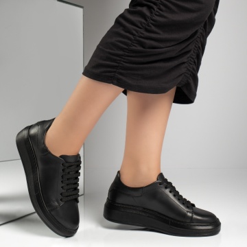 Pantofi casual dama cu siret negri din Piele naturala MOD11891, 3, modlet.ro