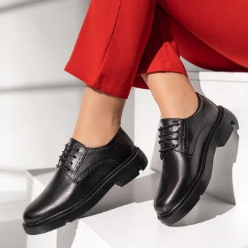 Pantofi casual dama cu siret negri din Piele naturala MOD14303