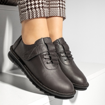 Pantofi casual dama cu siret si scai gri MOD13227, 4, modlet.ro