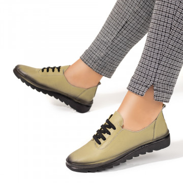 Pantofi casual dama cu siret verzi din Piele naturala MOD10351, 3, modlet.ro