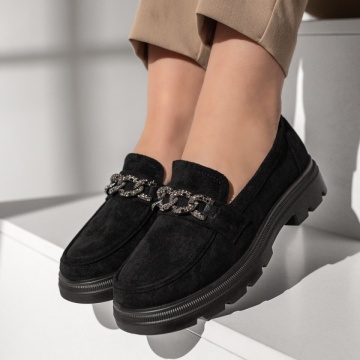 Pantofi casual dama cu strasuri negru suede MOD09981, 2, modlet.ro