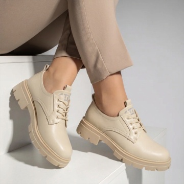 Pantofi casual dama cu talpa groasa bej NINA2, 3, modlet.ro