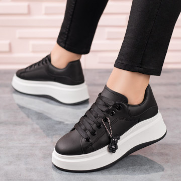 Pantofi casual dama cu talpa groasa negri MOD09606, 3, modlet.ro