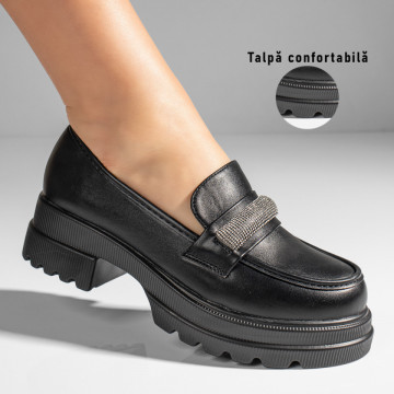 Pantofi casual dama cu talpa groasa negri MOD11037, 3, modlet.ro