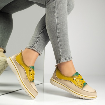 Pantofi casual dama cu talpa joasa galbeni MOD13162, 3, modlet.ro