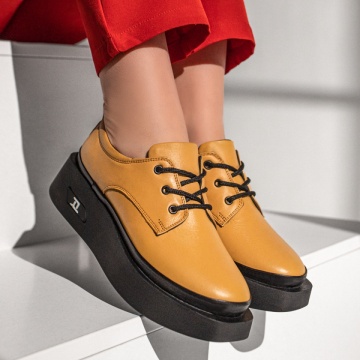 Pantofi casual dama galbeni din Piele naturala MOD10461, 4, modlet.ro