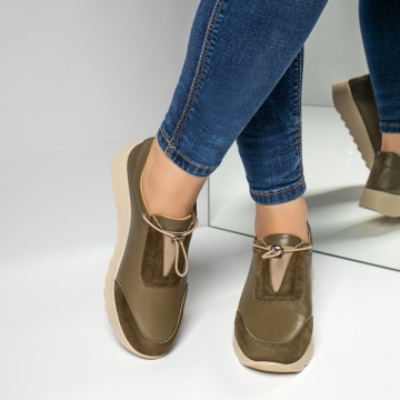 Pantofi casual dama khaki suede din Piele naturala ZEF03626, 2, zeforia.ro