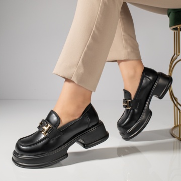Pantofi casual dama negri cu accesoriu metalic MOD11837, 1, modlet.ro