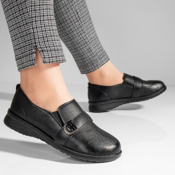 Pantofi casual dama negri cu accesoriu si elastic DORA22, 3, modlet.ro