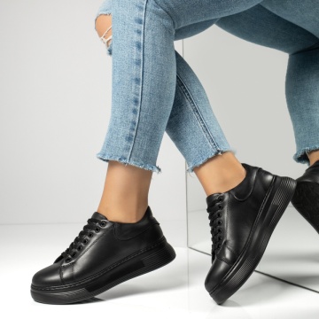 Pantofi casual dama negri din Piele naturala MOD12056
