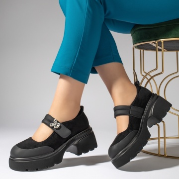 Pantofi casual dama negru suede MOD13441, 2, modlet.ro