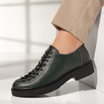 Pantofi casual dama verzi cu siret din Piele naturala MOD03549, 1, modlet.ro