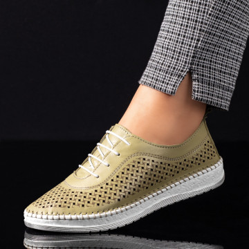 Pantofi casual dama verzi din Piele naturala MOD08807, 1, modlet.ro