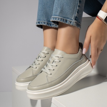 Pantofi casual gri dama din Piele naturala MOD11710, 1, modlet.ro