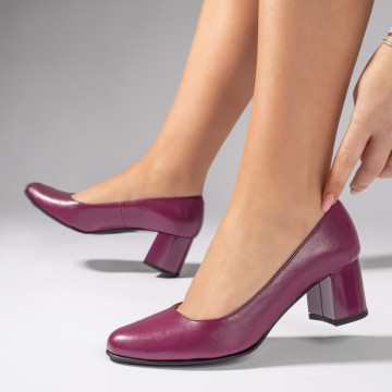 Pantofi cu toc dama eleganti mov din Piele naturala MOD06591, 4, modlet.ro
