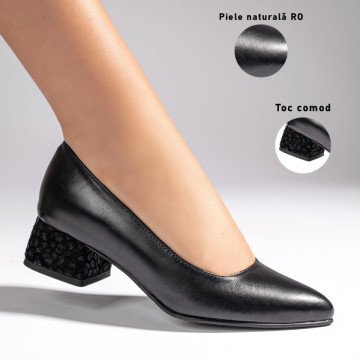 Pantofi cu toc dama negri din Piele naturala MOD11001, 3, modlet.ro