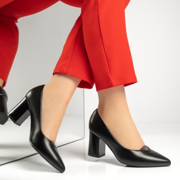 Pantofi cu toc gros dama negri MOD13361, 4, modlet.ro