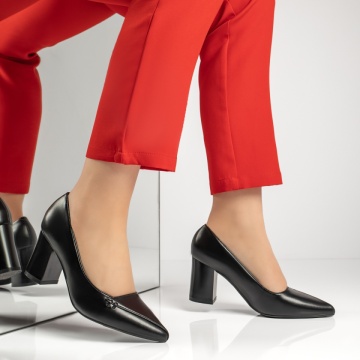 Pantofi cu toc gros dama negri MOD13362, 4, modlet.ro