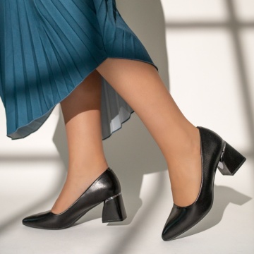 Pantofi cu toc gros negri dama MOD10963, 3, modlet.ro