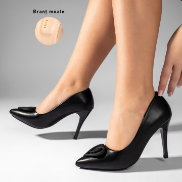 Pantofi cu toc subtire negri cu aplicatii dama MOD10959, 1, modlet.ro