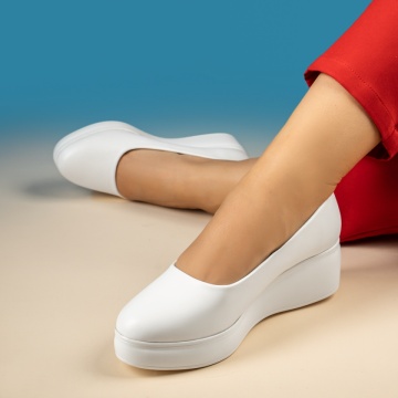 Reduceri pantofi casual dama, Pantofi dama casual cu platforma albi IRIS49, modlet.ro