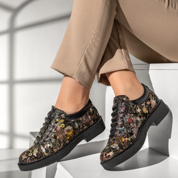 Pantofi dama casual negri cu impimeu din Piele naturala OANA13, 2, modlet.ro