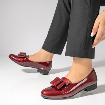 Pantofi dama cu funda bordo lacuiti din Piele naturala MOD06411, 2, modlet.ro