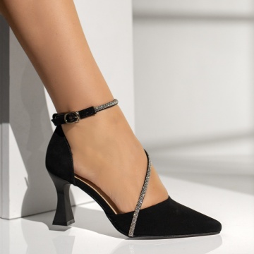 Pantofi dama cu toc conic si bareta negri MOD13921, 3, modlet.ro