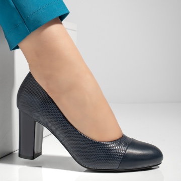 Pantofi dama cu toc gros albastri MOD12892, 4, modlet.ro