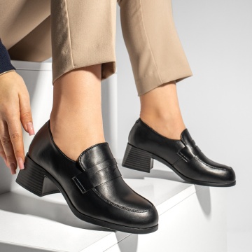 Pantofi dama cu toc gros negri MOD13008, 3, modlet.ro