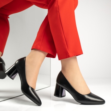 Pantofi dama cu toc gros negri MOD13376, 4, modlet.ro
