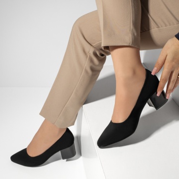 Pantofi dama cu toc gros negru suede MOD13067, 3, modlet.ro