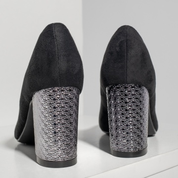 Pantofi dama cu toc negru suede MOD02830, 4, modlet.ro