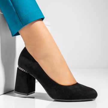 Pantofi dama cu toc negru suede MOD02837, 4, modlet.ro