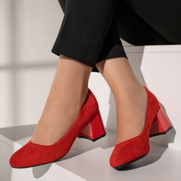 Pantofi dama cu toc rosu suede MOD12110, 1, modlet.ro