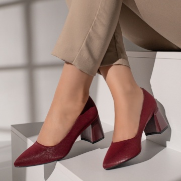 Pantofi dama cu toc si imprimeu visinii MOD12130, 3, modlet.ro