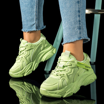 Pantofi dama sport cu talpa groasa verzi MOD09491, 3, modlet.ro