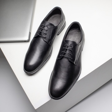 Pantofi eleganti barbati cu siret negri din Piele naturala LEO6
