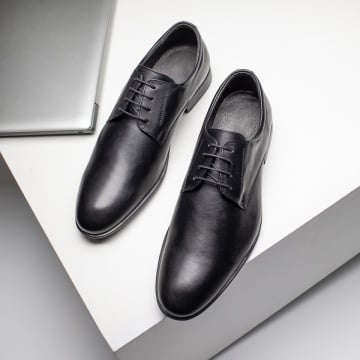 Pantofi eleganti barbati cu siret negri din Piele naturala NICU6
