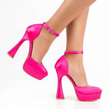 Pantofi roz cu toc si platforma dama MOD06615, 3, modlet.ro