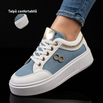 Pantofi sport dama albastri cu talpa groasa MOD11031, 3, modlet.ro