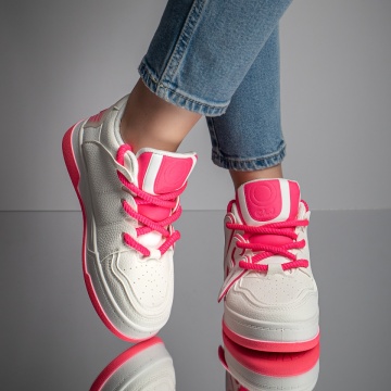 Pantofi sport dama albi cu roz MOD11666, 2, modlet.ro