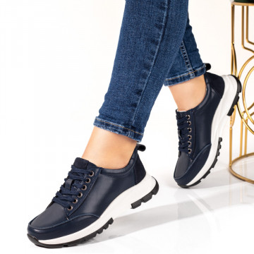 Pantofi sport dama cu siret albastri din Piele naturala MOD09892, 3, modlet.ro
