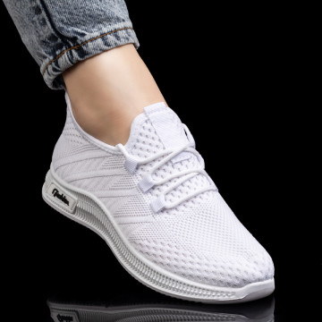 Pantofi sport dama cu siret albi MOD08061, 4, modlet.ro