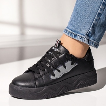Adidasi dama, Pantofi sport dama cu siret negri MOD07946, modlet.ro